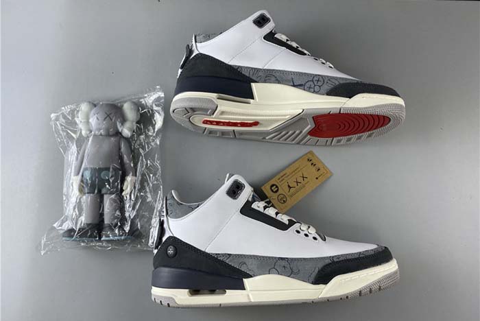 air jordan 3 kaws  fresh water white/light grey